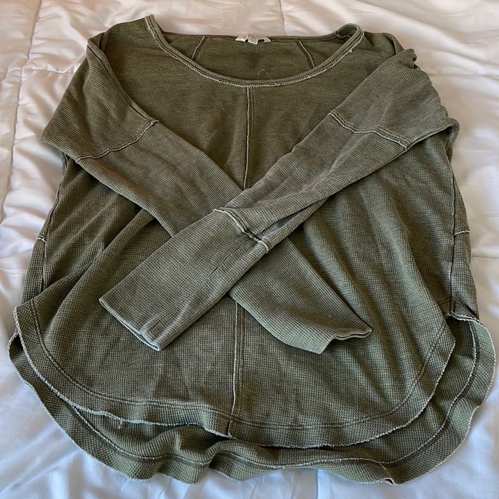 Green Lucky Brand Waffle Knit Long Sleeve